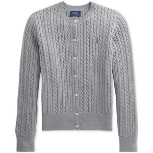 Polo Ralph Lauren Big Girls Mini-Cable Cotton Cardigan Sweater Size Medium
